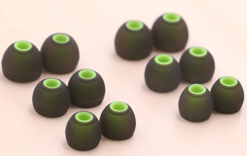 BLLQ 12PCS Replacement Eartips Eargels Earpads Ear Tips Gels Bud Compatible with Senso, TOZO, Sony & Other Inner Hole 3.8mm Earbud in-Ear Headphones,Black-Green,SML - Image 4